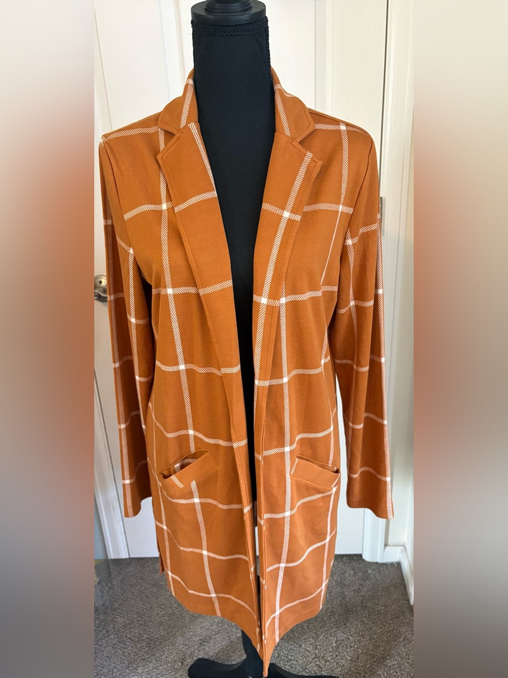 Maurices Windowpane Blazer Cardigan - Rust